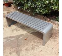 QIUCHIREMAI Banco Exterior Jardin Banco de Parque Metal Sin Brazos Jardin Marco de Acero Resistente la Intemperie para Porche Patio CéSped Patio Trasero LightSilver 86.6 * 15.7 * 33.46