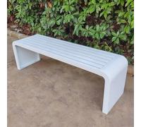 QIUCHIREMAI Banco Exterior Jardin Banco de Parque Metal Sin Brazos Jardin Marco de Acero Resistente la Intemperie para Porche Patio CéSped Patio Trasero White 86.6 * 15.7 * 33.46
