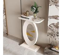 QIUHTR Mesa de Entrada Moderna con Superficie de Piedra Sinterizada,Mesa Consola Estrecha con Estructura de Metal,Mesa Sofá Resistente,para Pasillo,Entrada,Foyer,Sala de Estar(White2,50 * 30 * 75cm)