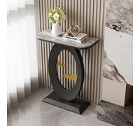 QIUHTR Mesa de Entrada Moderna con Superficie de Piedra Sinterizada,Mesa Consola Estrecha con Estructura de Metal,Mesa Sofá Resistente,para Pasillo,Entrada,Foyer,Sala de Estar(Black3,50 * 30 * 75cm)