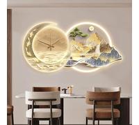 QIUHTR Reloj de Pared Artístico 3D con Luz LED, Reloj Moderno Silencioso para Dormitorio, Cocina, Comedor y Decoración de Pared(Gold A,30 * 60cm)