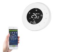 Qiumi Termostato Redondo WiFi Inteligente Controlador de Temperatura para calefacción por Suelo Radiante eléctrico Funciona con Amazon Alexa, Google Home IFTTT 16A 95~240V AC