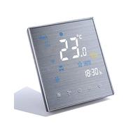 Qiumi Termostato WiFi, Aire Acondicionado Inteligente Controlador de Temperatura, 2 Tubos, Funciona con Alexa Página Principal de Google,Innovación Panel Cepillado(Brillo Ajustable)