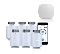 Qiumi Válvula termostática Zigbee eTRV Inteligente para radiador | Control móvil por App Smart Life, compatible con Alexa y Google Home, regulación automática de temperatura