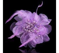 QIUMING 1 Pieza de Broche Grande de Tela con Plumas y Flores para Mujer, broches y prendedores de Solapa con Ramillete, Accesorios de Ropa