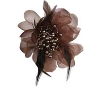 QIUMING 1 Pieza de Broche Grande de Tela con Plumas y Flores para Mujer, broches y prendedores de Solapa con Ramillete, Accesorios de Ropa