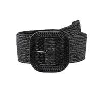 QIUMING 1 Uds. Cinturones Trenzados elásticos con Hebilla Cuadrada Bohemia Vintage para Mujer, cinturón de Cintura de Paja Falsa Tejido de Lino Salvaje de Verano, decoración de Camisa de Vestir