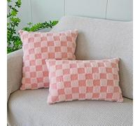 QIUMING 1 Uds. Funda de cojín con patrón de Cuadros Jacquard sin Relleno, Funda de Almohada Decorativa de Tela Minimalista para decoración del hogar y la Sala de Estar