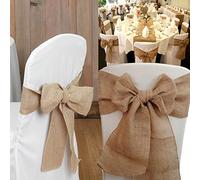 QIUMING 10 Piezas 15 cm x 275 cm Naturalmente Vintage arpillera Silla Fajas Yute Silla Lazo para Decoraciones rústicas de Boda