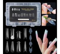 QIUMING 288 pezzi Kit de Moldes Uñas Acrilicas 8 * 24 formas de uñas transparentes y 4 * 24 Molde De Extensión De Uñas moldes de uñas de doble sistema para Extensión DIY Arte (288)