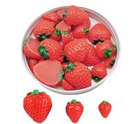 QIUMING 30 Piezas Fresa Artificial de Resina Frutas Artificiales Fresas Decoradas Frutas De SimulacióN De Frutas Frutas de Artificiales para Bricolaje Manualidades Adornos decoración (Fresa)