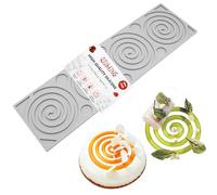 QIUMING 3D redondo moldeado silicona molde espiral plana forma silicona forma espiral mold molde molde pastel molde pastel (Blanco, estilo 3)