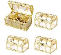 QIUMING 4 Pcs 75 * 52 * 50mm Cofre del Tesoro Boda Mini Cofre del Tesoro Cofre del Tesoro Pirata Cofre Pirata Caja de Plástico de Regalo Transparente Para Fiestas, Cumpleaños, Bodas (Transparencia)