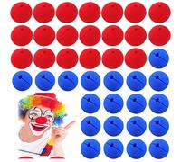 QIUMING 40 Pezzi naso da pagliaccio rosso naso rosso clown Naso da clown di schiuma nasi da Clown Naso da pagliaccio Nasi da Clown Rossi per Puntelli del Partito, Circo, Halloween (rojo + azul)