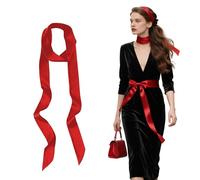 QIUMING 5 cm x 195 cm Cinturón de satén para donne cinturón de novia cinturones de tela para Mujer Cinturon Mujer Fiesta corbatas para mujer, sombreros, vestidos, bufandas, accesorios (rojo)
