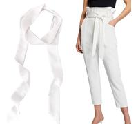 QIUMING 5 cm x 195cm Cinturón de satén para Mujeres cinturón de novia cinturones de tela para mujer Cinturon Mujer Fiesta corbatas para mujer, sombreros, vestidos, bufandas, accesorios (blanco)