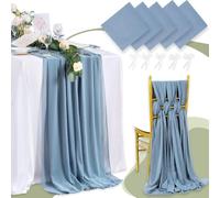 QIUMING 5 Piezas Camino de Mesa de Gasa Vintage de Gasa para Bodas románticas, Arcos para sillas, Fiestas de cumpleaños y Baby Shower