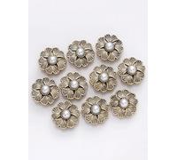 QIUMING 6/10/15PCS 20MM Pearl Flower Rhinestone Shank Buttons Sparkling Crystal Headwear Accessories Hairpins Decoration Clothes