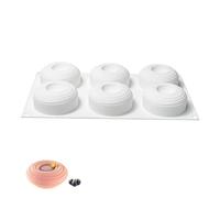 QIUMING 6 cavidades 3D redondo moldeado silicona molde espiral plana forma silicona forma espiral mold molde molde pastel molde pastel (Blanco, estilo 2)