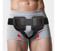 QIUMING Braguero hernia inguinal hombre Soporte cómodo para hernia Cinturón hernia con almohadillas extraíbles Ajustable en ambos lados Cinturón ajustable (Negro, talla única)