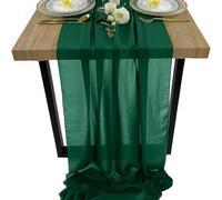 QIUMING Camino de Mesa de Gasa Verde Salvia, decoración para Bodas, Baby Showers, Fiestas de cumpleaños, Navidad, Halloween y Acción de Gracias.