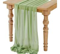 QIUMING Camino de Mesa de Gasa Verde Salvia, decoración para Bodas, Baby Showers, Fiestas de cumpleaños, Navidad, Halloween y Acción de Gracias.