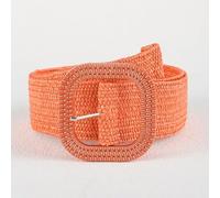 QIUMING Cinturones Trenzados elásticos con Hebilla Cuadrada Bohemia Vintage para Mujer, cinturón de Cintura de Paja Falsa Tejido de Lino Salvaje de Verano, decoración de Camisa de Vestir