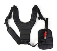 QIUMING Cortacésped de arnés de doble hombro, arnés de desbrozadora ajustable, correas de transporte, bandolera, accesorios de jardinería, compatible con la mayoría de las desbrozadoras (negro)
