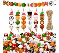 QIUMING cuentas de Madera Natural cuenta de Madera de Navidad para DIY Cabeza de Muñeca Manualidades y Adornos de Navidad