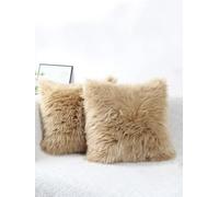 QIUMING Funda de Almohada de Piel, Funda de cojín, Almohada Decorativa de Pelo Largo, Funda de Felpa, decoración de cojín de imitación