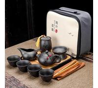 QIUMING Juego de té Chino Kung Fu, Tetera de cerámica con Arena, Kit de Viaje para té Kong Fu, Tetera de Porcelana con Arena Morada, infusor de cerámica.