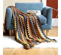 QIUMING Manta a Cuadros para Cama Bohemia, Mantas geométricas Aztecas Baja, Funda étnica para sofá, Funda Decorativa, Tapiz Colgante de Pared, Alfombra