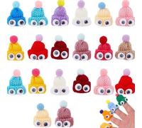 QIUMING mini gorro de lana de punto mini sombrero mini sombreros de punto mini gorros de punto mini gorros de Navidad Con ojos decoración para manualidades，decoración de mesa de Navidad (20)