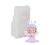 QIUMING Molde de Silicona 3D para Hacer Velas, Jabón y Epoxi - DIY Ángel Molde para Cera Perfumada (Blanco B)