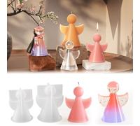 QIUMING Molde de Silicona ángel 3D angel moldes de silicona para velas 3D en Forma áNgel Molde moldes de silicona para fundición de ángel para velas artesanías aromaterapia jabón (ángel)