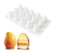 QIUMING Molde de silicona con forma de frutas fresa de mousse de silicona Molde para Tarta de Mango fácil de desmoldar Moldes de Chocolate postres pudín Pastel Mousse (15 cavidades，Mango)