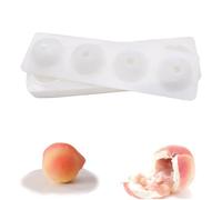 QIUMING Molde de silicona con forma de frutas fresa de mousse de silicona Molde para Tarta de melocotón fácil de desmoldar Moldes de Chocolate postres pudín Pastel Mousse (4 cavidades，melocotón)