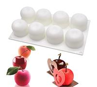 QIUMING Moldes de manzana 3D molde de silicon Molde de pastel de silicona con 8 cavidades Moldes de silicona de molde de pastel de molde de mousse Para hornear magdalenas, jaboneras, gelatinas.