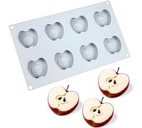 QIUMING Moldes de Manzana Molde de silicona con forma de frutas Manzana de mousse de silicona fácil de desmoldar Moldes de Chocolate postres pudín Pastel Mousse para Navidad Halloween(manzana)
