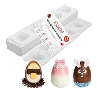 QIUMING moldes de silicona para chocolate de Pascua moldes de silicona para huevos de Pascua Molde Silicona Bombones Para hacer chocolate, mousse de cúpula, pasteles (blanco, 8,4 * 6 * 3 cm)