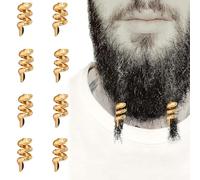 QIUMING Perline Per Barba Vichinga Perline Regolabile Perline a Treccia Capelli Anelli perline clip spirale capelli Perline di Rune Vichinghe per Decorazioni Capelli Uomini Donne(Oro,stile 3)