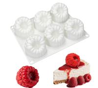 QIUMING Stampi per Torta a Forma di lampone Forma Frutta Silicone Stampo 3D Stampo Mousse Frutta riutilizzabili per Cottura a Motivi Dolci Muffin Mousse Natale (Bianco, lampone, 5,8x6,5cm)