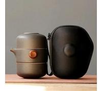 QIUMING Tetera de Porcelana y cerámica, Juego de té de Kung fu para Viajes y Oficina, Hecha a Mano, portátil, China