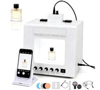 QIUNAOZI Kit De Caja De Luz Profesional para Fotografía De Joyería. Caja De Luz para Fotografía De Joyería, Función De Rotación Eléctrica De 360°, Compatible con Colgar O Colocar Joyas White-TB30
