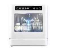 QIUNAOZI Lavavajillas De Encimera Multiprograma, Función De Alta Temperatura A 75 °C/167 °F, Rociado Doble De 360°, Capacidad para 8 Tazones Y Platos, para Apartamentos, Casas Rodantes Y Cocinas