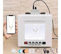 QIUNAOZI Plato Giratorio Ajustable para Estudio fotográfico Premium, Kit para Colgar Joyas, 4 Luces de Relleno, diámetro del Plato Giratorio 11/15 cm, Compatible con Colgar o Colocar Joyas Black-TB20