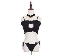 QIUNI Sexy Kawaii Cat Hollow Keyhole Bra Cute Cat Paw Print Underpant Underwear Love Live Women Erotic Lingerie Set