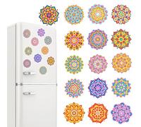 QIUQI Regalo para Niñas y Adultos 16 Imanes Magnéticos Mandala, Pintura 5D Diamante & por Números, Decoración de Pared y Nevera