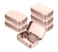 Qiuruoo 6 cajas de metal rectangulares pequeñas con tapa, caja metálica para dulces, galletas, té, pendientes (oro rosa)