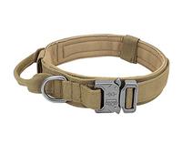 QIUYMGFG Correa de Perro Correas Extensibles Correa táctica Militar para Collar de Perro, Collares de Perro medianos y Grandes, Plomo para Pastor alemán(Tan Collar,L)